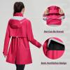 imagebaleaf Womens Long Rain Coat Packable Waterproof Windbreaker Lightweight Cycling Jacket with HoodRose Red