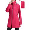imagebaleaf Womens Long Rain Coat Packable Waterproof Windbreaker Lightweight Cycling Jacket with HoodRose Red