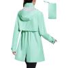 imagebaleaf Womens Long Rain Coat Packable Waterproof Windbreaker Lightweight Cycling Jacket with HoodLight Green