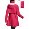 imagebaleaf Womens Long Rain Coat Packable Waterproof Windbreaker Lightweight Cycling Jacket with HoodRose Red