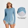 imageBALEAF Womens Sun Shirts UPF 50 Long Sleeve Hiking Tops Lightweight Quick Dry UV Protection Outdoor ClothingHeather Blue