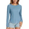 imageBALEAF Womens Sun Shirts UPF 50 Long Sleeve Hiking Tops Lightweight Quick Dry UV Protection Outdoor ClothingHeather Blue