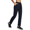 imagebaleaf Womens Pants with Zipper Pockets Stretch Golf Pants High Waist Travel Athletic Work Casual UPF50Thermalblack