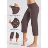 imagebaleaf Womens Yoga Capri Pants High Waist Capri Leggings with Pockets Wide Leg Crop Exercise Workout Summer PantsDark Brown