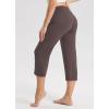 imagebaleaf Womens Yoga Capri Pants High Waist Capri Leggings with Pockets Wide Leg Crop Exercise Workout Summer PantsDark Brown