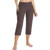 imagebaleaf Womens Yoga Capri Pants High Waist Capri Leggings with Pockets Wide Leg Crop Exercise Workout Summer PantsDark Brown