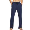 imagebaleaf Mens Sweatpants Yoga Lounge Cotton Pajama Pants Casual Open Bottom Straight Leg Stretchy Sweat Pants with PocketsAheather Blue
