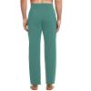 imagebaleaf Mens Sweatpants Yoga Lounge Cotton Pajama Pants Casual Open Bottom Straight Leg Stretchy Sweat Pants with PocketsAmisty Green