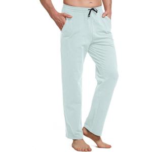 imagebaleaf Mens Sweatpants Yoga Lounge Cotton Pajama Pants Casual Open Bottom Straight Leg Stretchy Sweat Pants with PocketsAlight Blue