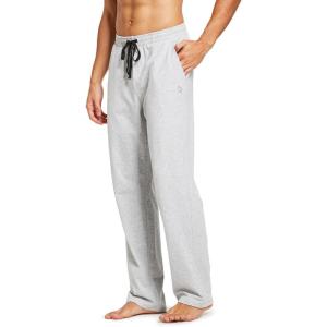 imagebaleaf Mens Sweatpants Yoga Lounge Cotton Pajama Pants Casual Open Bottom Straight Leg Stretchy Sweat Pants with PocketsAlight Gray