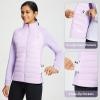imagebaleaf Womens Running Jacket Winter Lightweight Water Resistant Puffer Coat Fall Cold Weather Hiking Zip PocketsPurple Rose