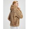 imagebaleaf Womens Sherpa Fuzzy Fleece Jakcets with Hood Button Down Drawstring Winter Casual Warm Coat with PocketsBrown
