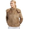 imagebaleaf Womens Sherpa Fuzzy Fleece Jakcets with Hood Button Down Drawstring Winter Casual Warm Coat with PocketsBrown