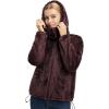 imagebaleaf Womens Sherpa Fuzzy Fleece Jakcets with Hood Button Down Drawstring Winter Casual Warm Coat with PocketsDark Brown