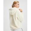 imagebaleaf Womens Sherpa Fuzzy Fleece Jakcets with Hood Button Down Drawstring Winter Casual Warm Coat with PocketsWhite