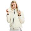 imagebaleaf Womens Sherpa Fuzzy Fleece Jakcets with Hood Button Down Drawstring Winter Casual Warm Coat with PocketsWhite