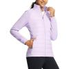 imagebaleaf Womens Running Jacket Winter Lightweight Water Resistant Puffer Coat Fall Cold Weather Hiking Zip PocketsPurple Rose