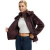 imagebaleaf Womens Sherpa Fuzzy Fleece Jakcets with Hood Button Down Drawstring Winter Casual Warm Coat with PocketsDark Brown