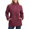 imagebaleaf Womens Winter Coat Long Puffer Jacket Quilted Jackets with Hood Warm Running Insulated Hiking SnowWine Red