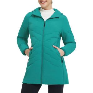 imagebaleaf Womens Long Puffer Quilted Outerwear Water Resistant Winter Warm Coat Lightweight Puffy Jackets with Hood OutdoorGreen