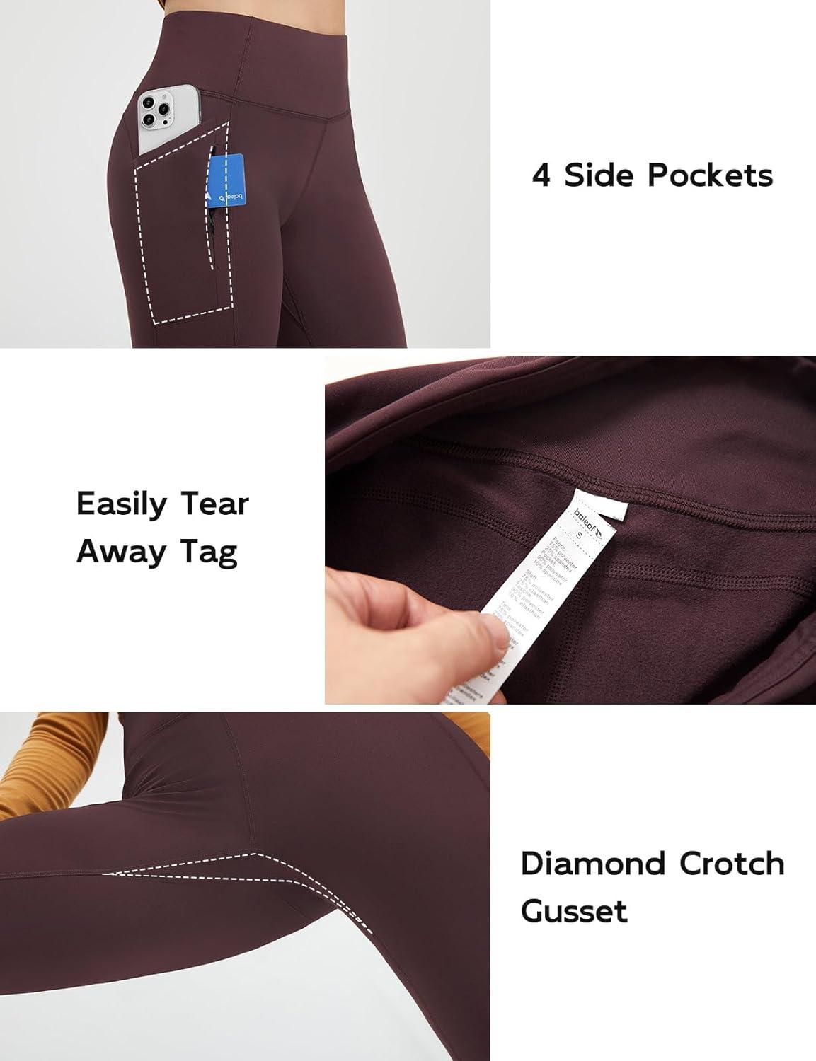 imagebaleaf Fleece Lined Leggings for Women Mini Flare Warm Yoga Pants Stretchy High Waisted with 4 Pockets Workout Casual PantsDark Brown