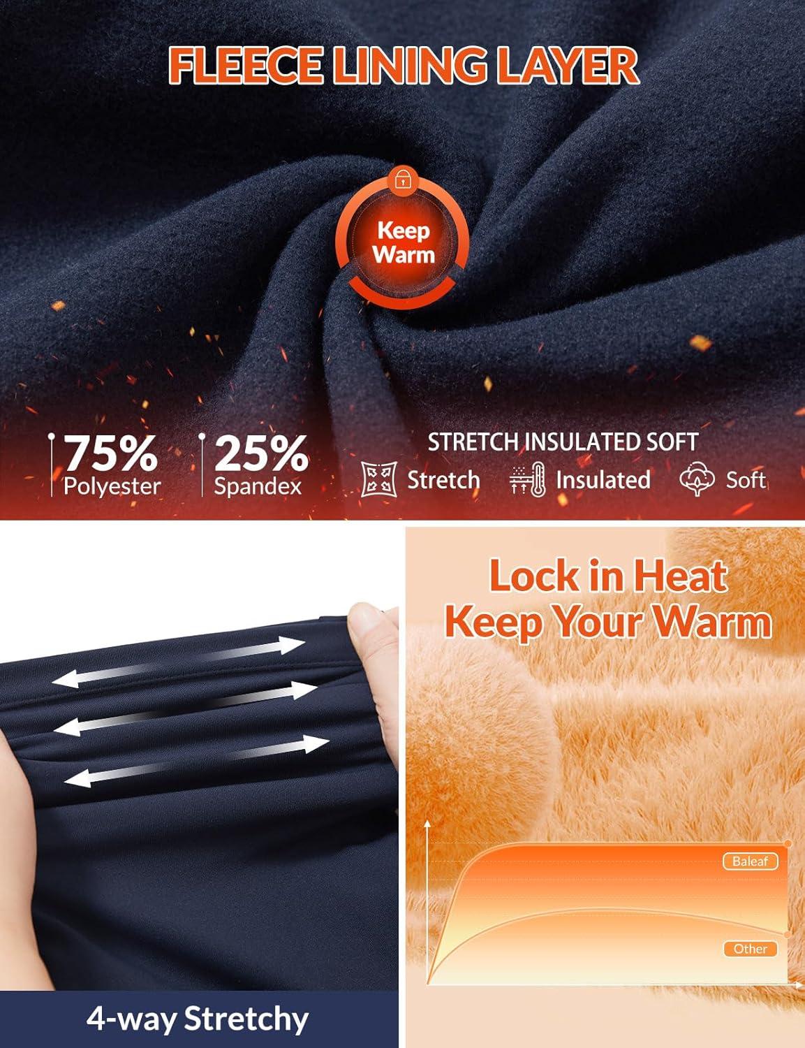 imagebaleaf Fleece Lined Leggings for Women Mini Flare Warm Yoga Pants Stretchy High Waisted with 4 Pockets Workout Casual PantsNavy Blue