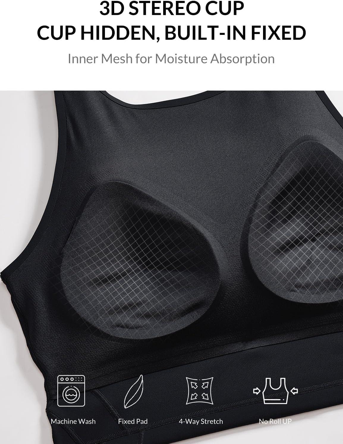 imagebaleaf Nuleaf High Neck Longline Sports Bra for Women U Back Workout Tank Top Padeed Yoga Crop Tops