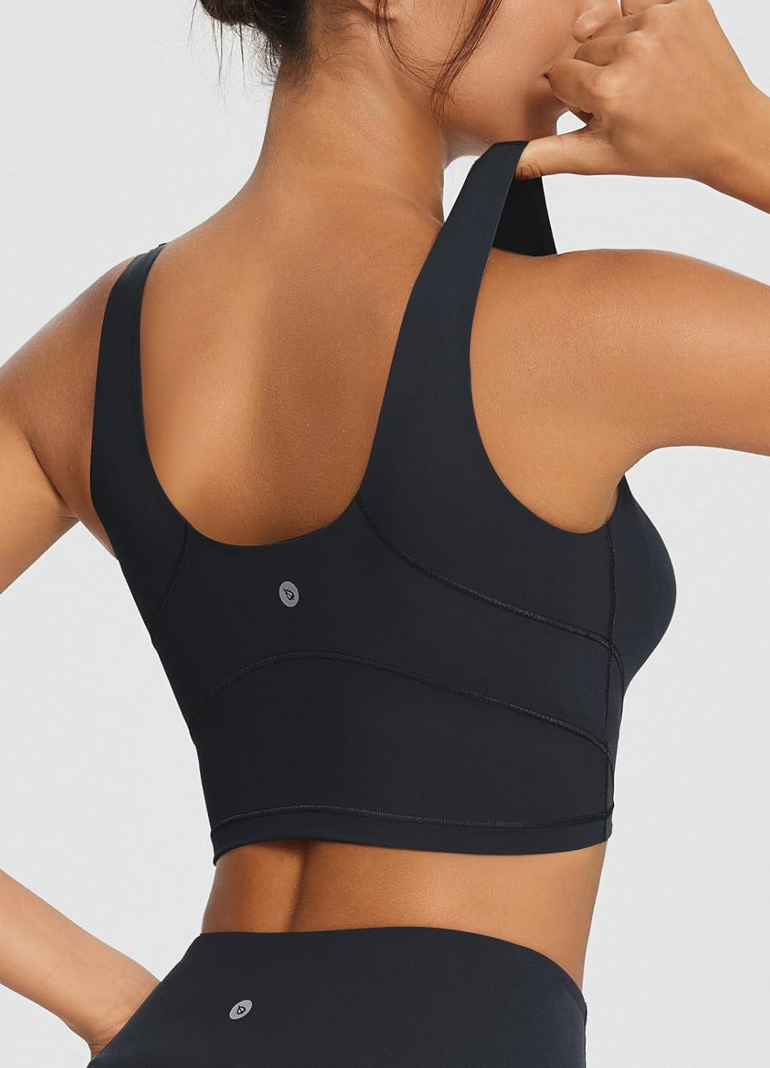 imagebaleaf Nuleaf High Neck Longline Sports Bra for Women U Back Workout Tank Top Padeed Yoga Crop Tops