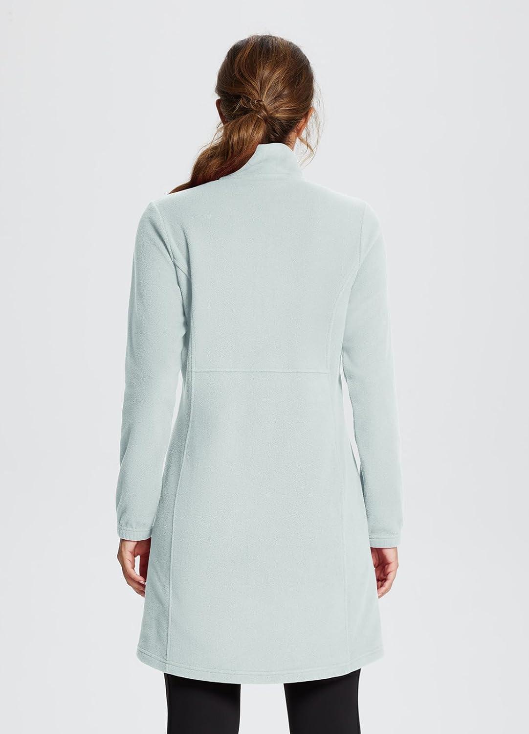 imagebaleaf Womens Fleece Dress Sweatshirt Long Tunic Quarter Zip Pullover Polar Winter Warm Thermal Travel Dress with PocketLight Grey