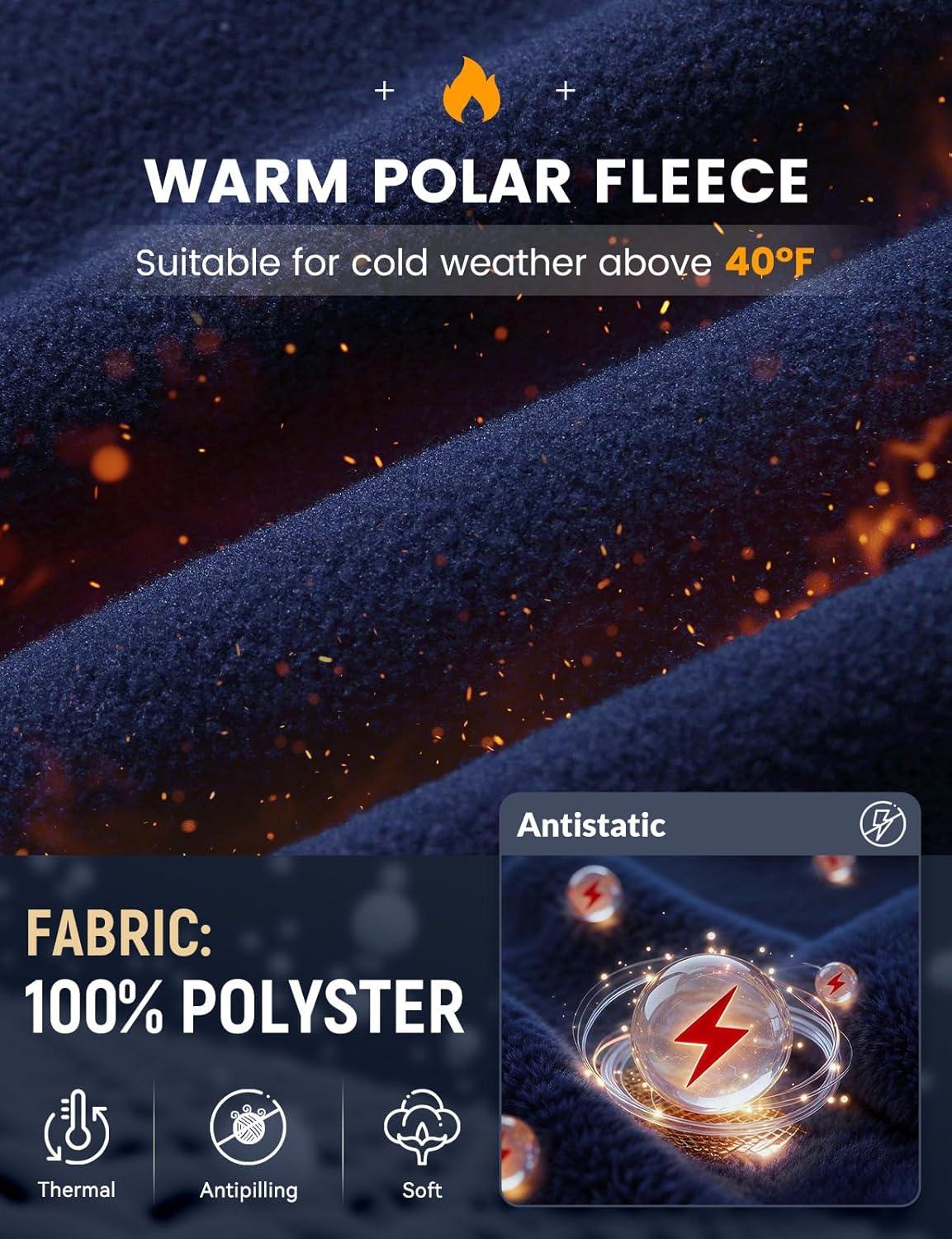 imagebaleaf Womens Fleece Dress Sweatshirt Long Tunic Quarter Zip Pullover Polar Winter Warm Thermal Travel Dress with PocketNavy Blue