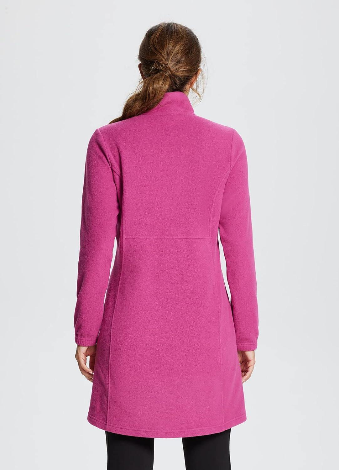 imagebaleaf Womens Fleece Dress Sweatshirt Long Tunic Quarter Zip Pullover Polar Winter Warm Thermal Travel Dress with PocketViolet Rose