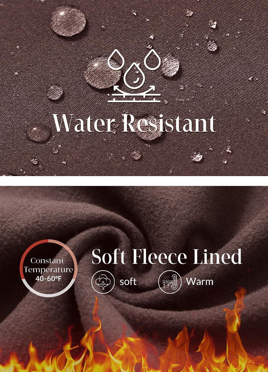 imagebaleaf Womens Fleece Lined Pants Winter Thermal Water Resistant Crossover Flare Leggings Warm Bootcut Hiking OutdoorDark Brown