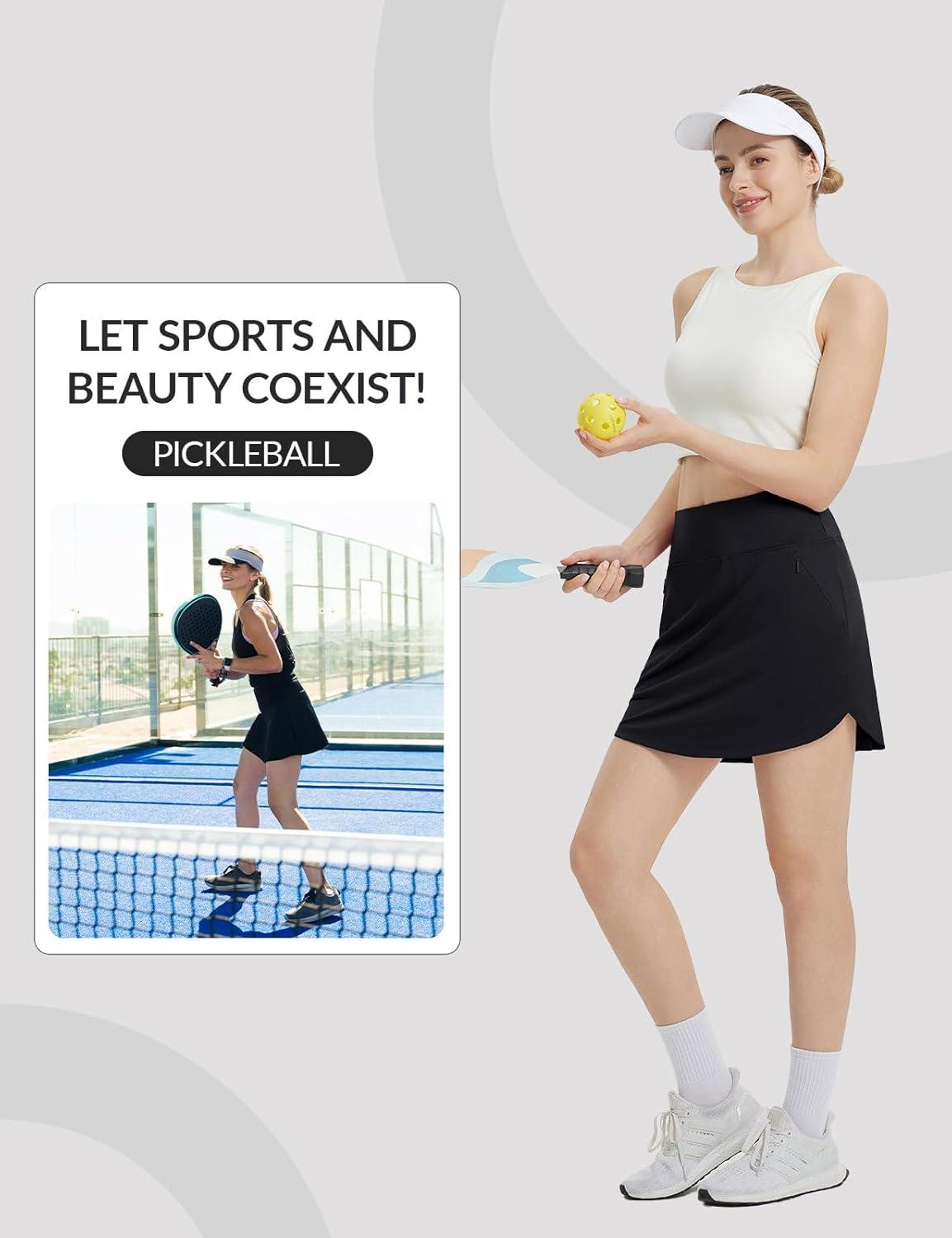 imagebaleaf Womens Golf Skirts with 5 Pockets High Waisted Skorts Tennis Athletic RunningBlack