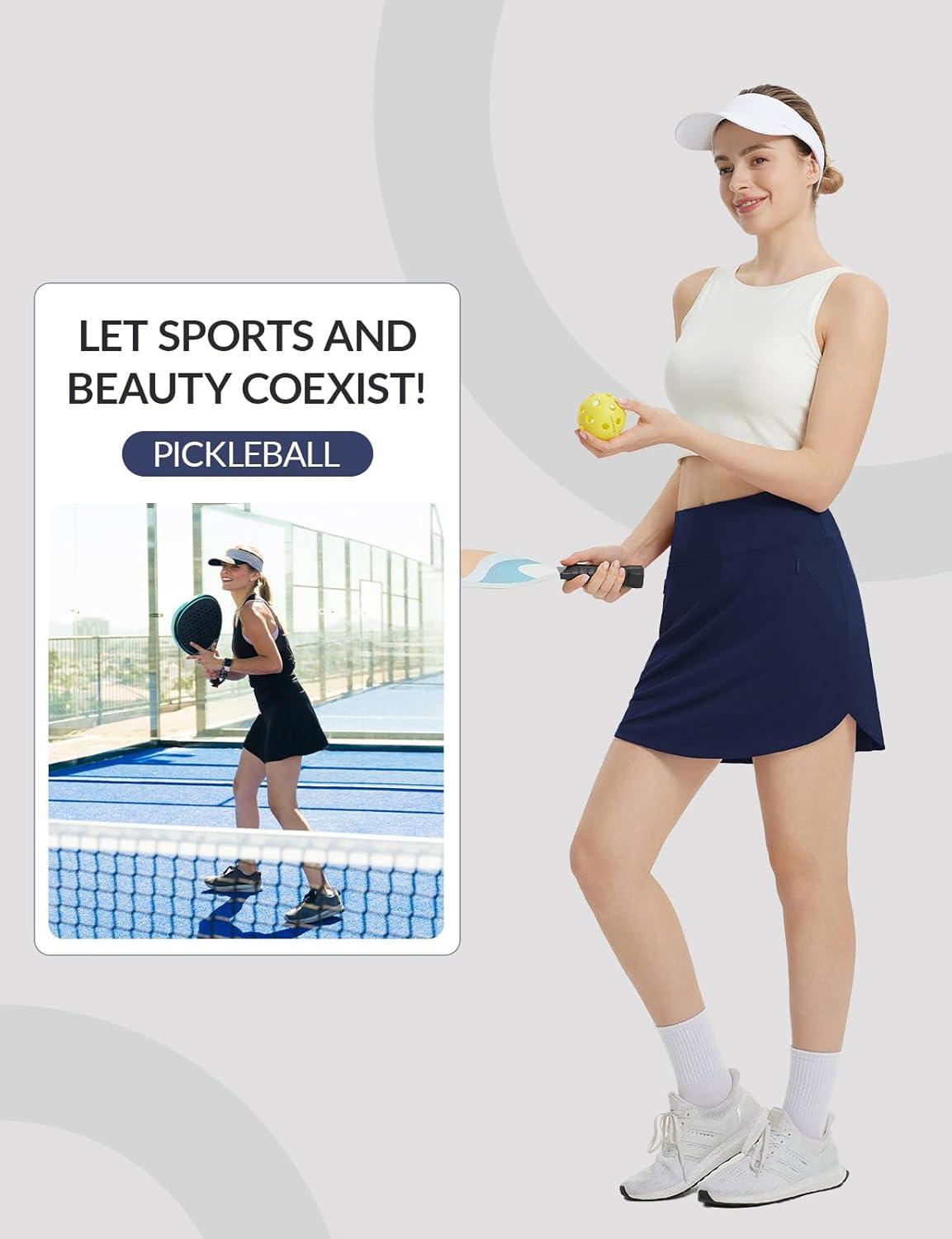 imagebaleaf Womens Golf Skirts with 5 Pockets High Waisted Skorts Tennis Athletic RunningNavy Blue