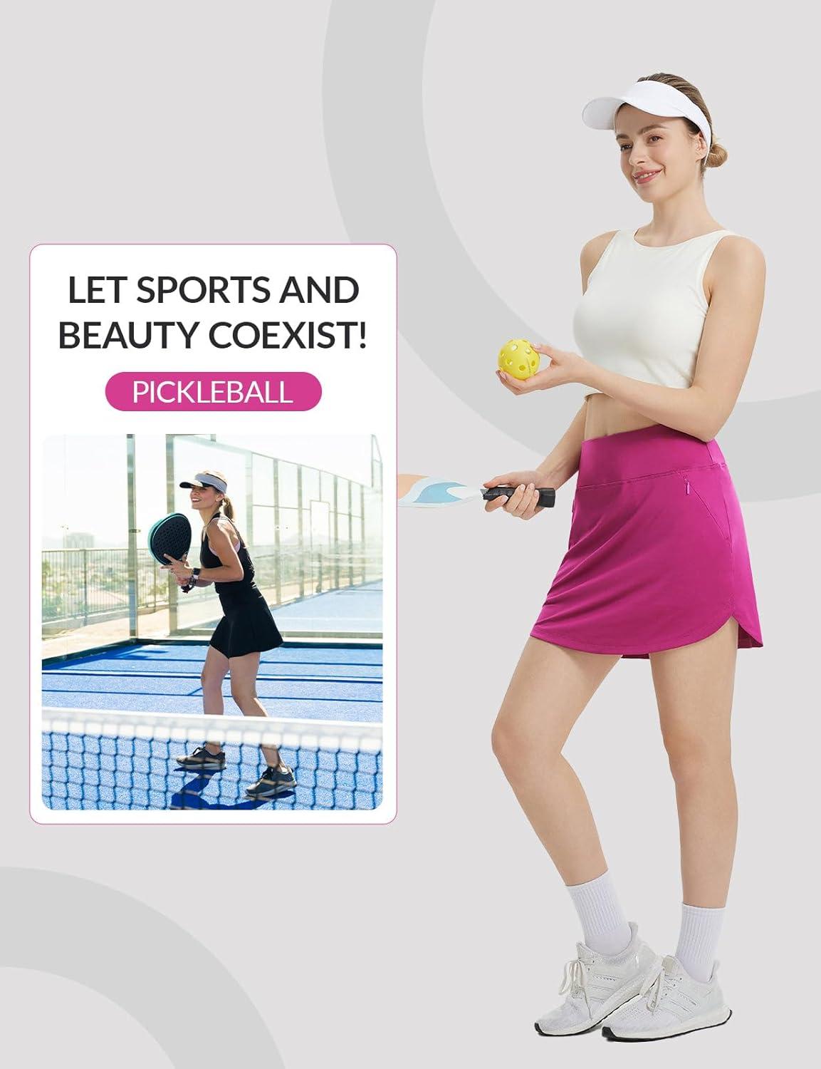 imagebaleaf Womens Golf Skirts with 5 Pockets High Waisted Skorts Tennis Athletic RunningRose Red