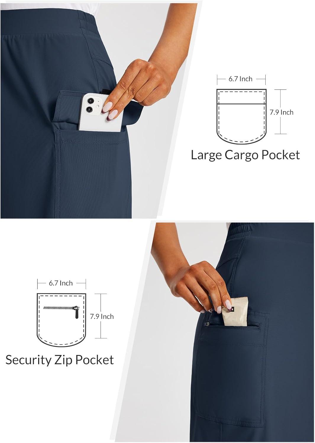 imagebaleaf Womens Skorts Skirts Hiking Cargo Skorts Pockets 19quot Knee Length Long Athletic Quick Dry Skirts UPF 50Navy Blue