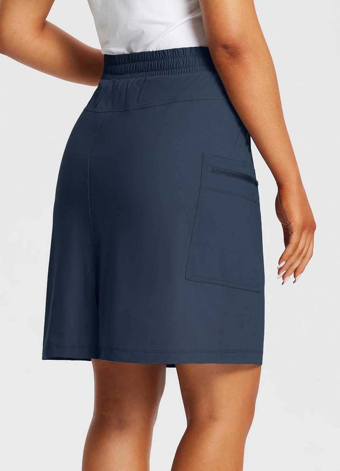 imagebaleaf Womens Skorts Skirts Hiking Cargo Skorts Pockets 19quot Knee Length Long Athletic Quick Dry Skirts UPF 50Navy Blue