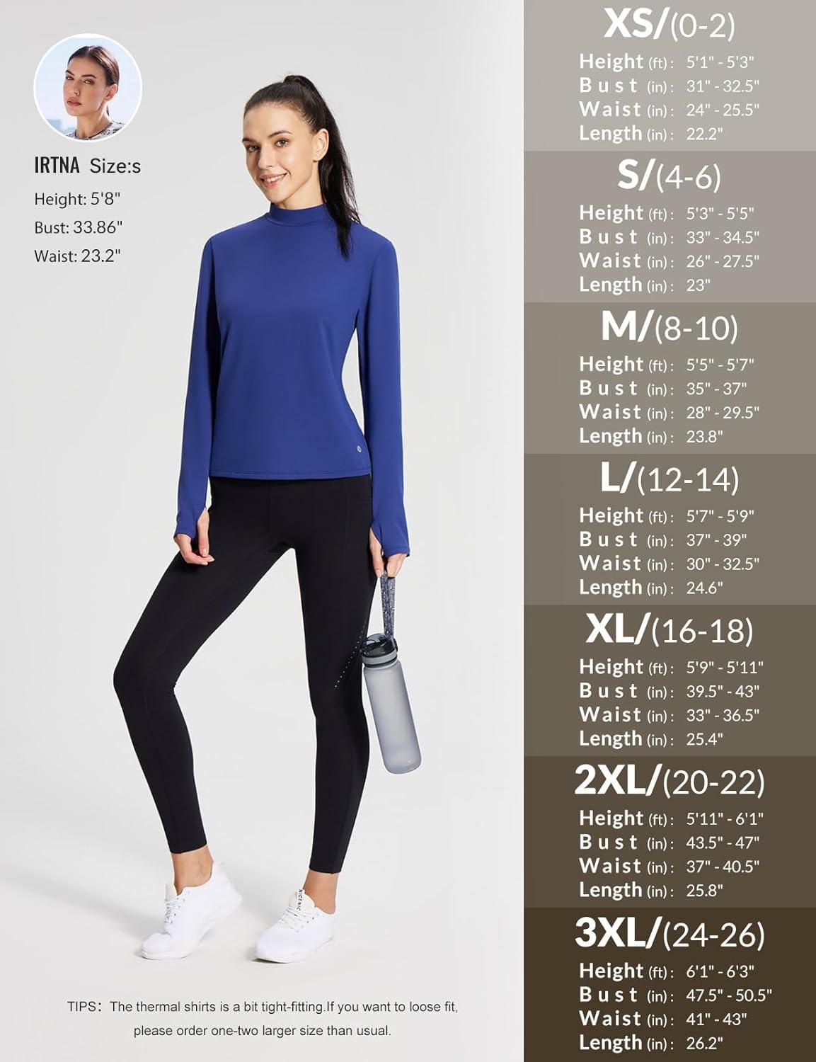 imagebaleaf Womens Thermal Long Sleeve Shirts Fleece Mock Neck Top Warm Undershirts with Detachable Neck Gaiter ThumbholesBlue