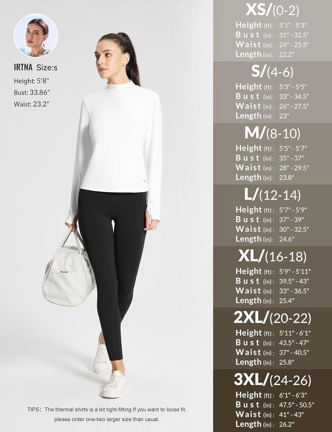 imagebaleaf Womens Thermal Long Sleeve Shirts Fleece Mock Neck Top Warm Undershirts with Detachable Neck Gaiter ThumbholesWhite