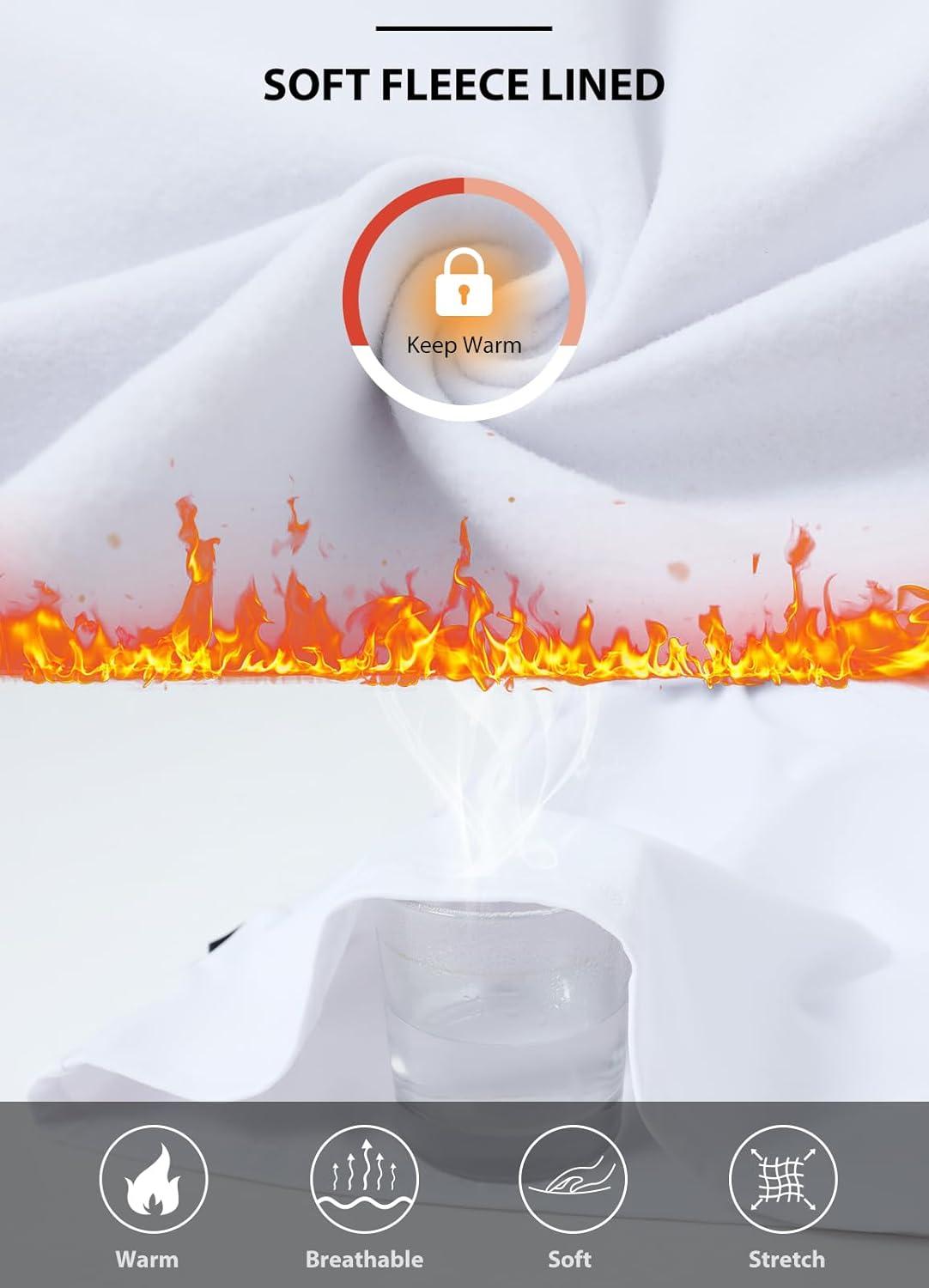 imagebaleaf Womens Thermal Long Sleeve Shirts Fleece Mock Neck Top Warm Undershirts with Detachable Neck Gaiter ThumbholesWhite