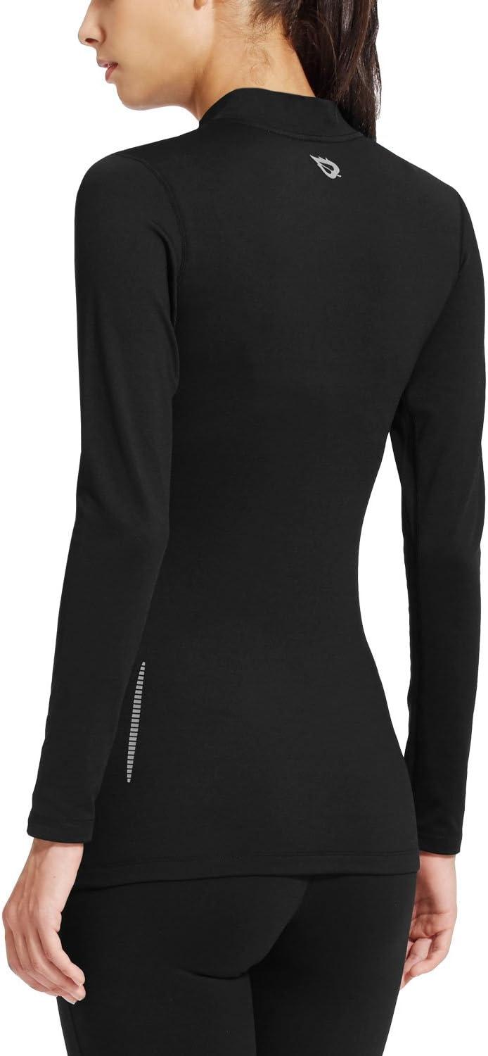 imagebaleaf Womens Thermal Tops Fleece Shirts Running Workout Athletic Base Layer Warm Cold Weather Gear Mock NeckBlackmock Neck