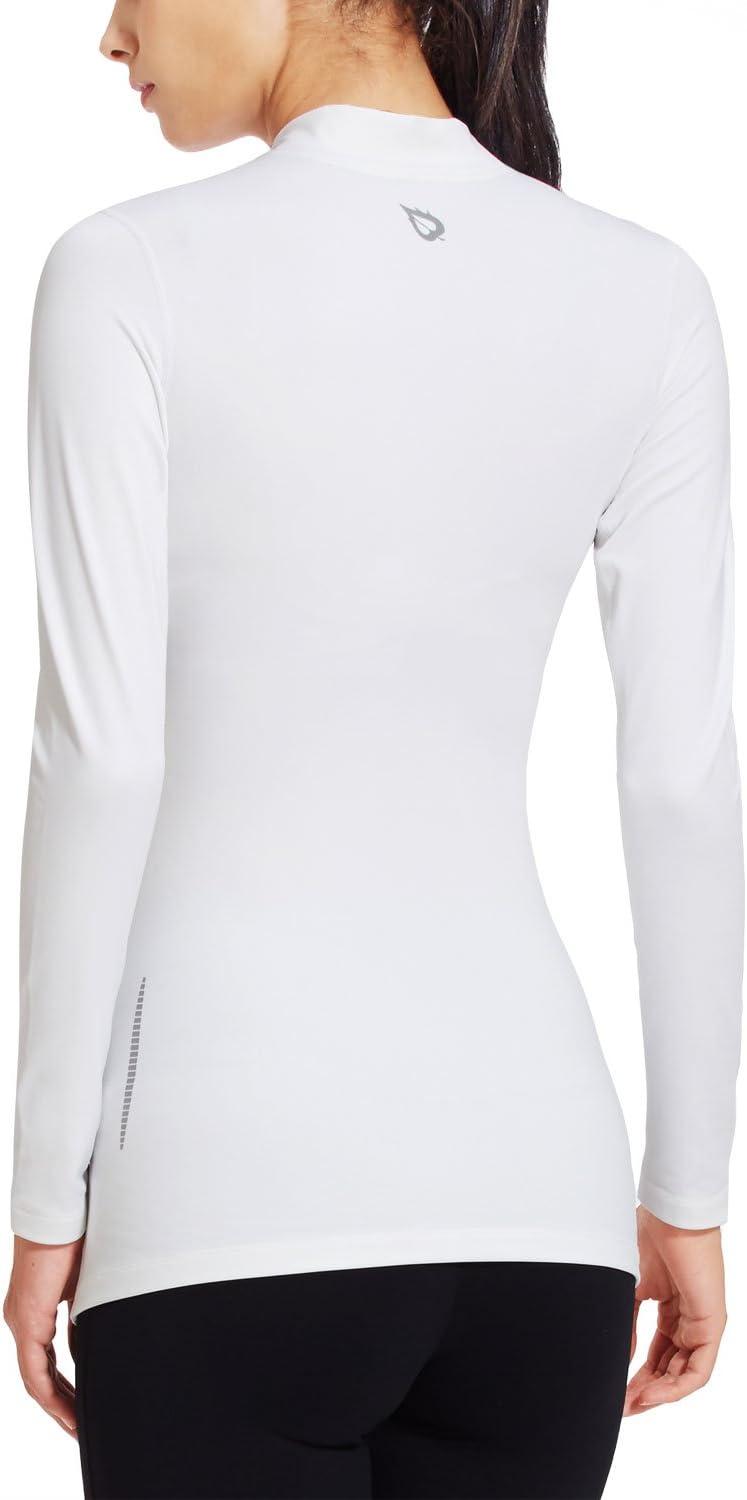 imagebaleaf Womens Thermal Tops Fleece Shirts Running Workout Athletic Base Layer Warm Cold Weather Gear Mock NeckWhitemock Neck