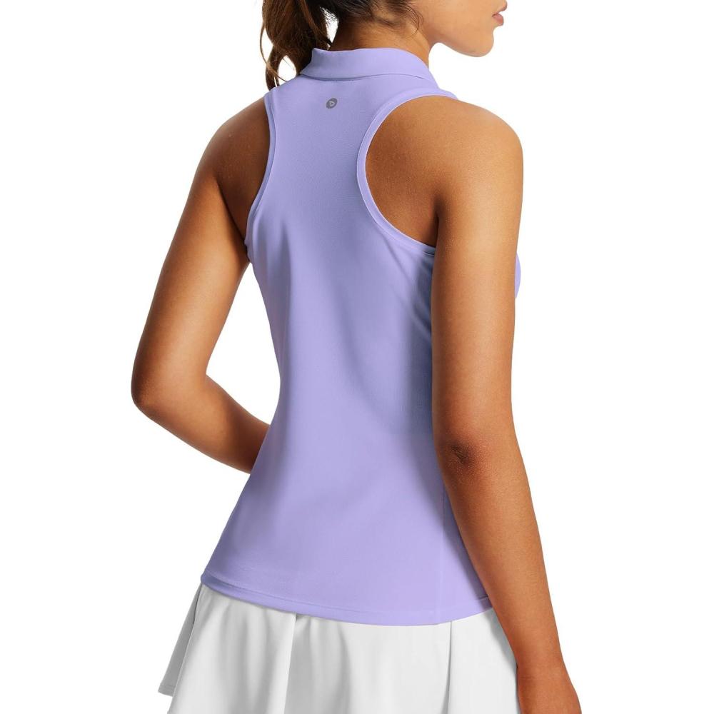 imagebaleaf Womens Golf Shirt Sleeveless Tennis Tank Tops VNeck Racerback Polo Collar UPFRacerbackdark Lavender