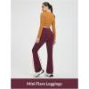 imagebaleaf Fleece Lined Leggings for Women Mini Flare Warm Yoga Pants Stretchy High Waisted with 4 Pockets Workout Casual PantsWine Red