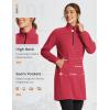imagebaleaf Womens Fleece Dress Sweatshirt Long Tunic Quarter Zip Pullover Polar Winter Warm Thermal Travel Dress with PocketRed