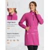 imagebaleaf Womens Fleece Dress Sweatshirt Long Tunic Quarter Zip Pullover Polar Winter Warm Thermal Travel Dress with PocketViolet Rose