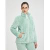imagebaleaf Womens Fleece Full Zip Up Jacket Fuzzy Lightweight Warm Middle Layer Ski Jacket Winter CoatLight Green