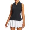 imagebaleaf Womens Golf Shirt Sleeveless Tennis Tank Tops VNeck Racerback Polo Collar UPFRacerbackblack