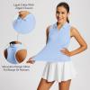 imagebaleaf Womens Golf Shirt Sleeveless Tennis Tank Tops VNeck Racerback Polo Collar UPFRacerbacklight Blue