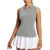 imagebaleaf Womens Golf Shirt Sleeveless Tennis Tank Tops VNeck Racerback Polo Collar UPFRacerbacklight Grey